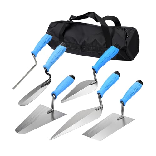 Fonowx Juego de 6 Herramientas de Albañilería, Paletas de Albañilería para Yeso, Azulejos, Mortero Y Estuco.