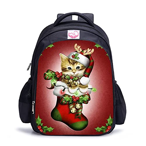 Mochila de Gato de Navidad escolar infantil y juvenil 3D 1
