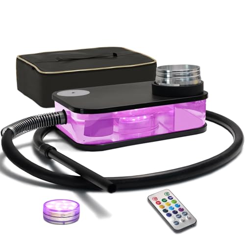 SunWamntin Hookah set Hookah Hookahs Book Hookah Acrylic Flat Box Hookas Portable Hookah Shisha with Hookah Travel Bag +Hose+Tongs+Magical Remote LED +Hookah Tips (Black-R4)