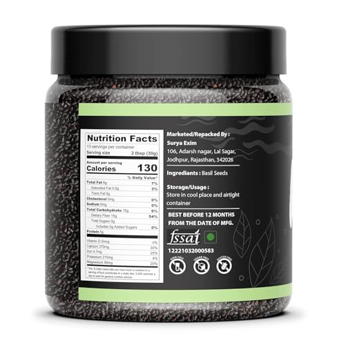 Image of Organic Box 100% Natural and Premium Raw Unroasted Chia Seeds and Basil Seeds - 250 Gram Each - Omega 3 and Fiber for Weight Loss - Diwali Gift Pack (500gm)