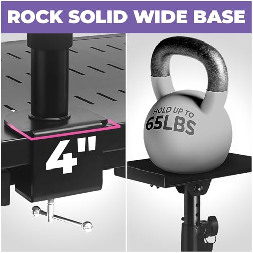Liquid Stands Studio Monitor Stands - Music Studio Desktop Speaker Stand - 2 Pack 12x9 Clamp-on Adjustable Short or Tall Speaker Support for Music Booth Desk Audio Monitor Stand Mount with Tilt - Thumbnail 4