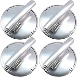 AP5668987 PS2375871 7733P410-60, Surface Burner Knobs Chrome Plated Plastic Ring with Nonslip Grip, Replacement Knobs, Control Knobs, Compatible with Maytag, Magic Chef, Jenn Air,etc (4 Pack)
