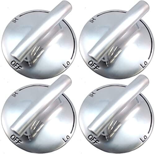 AP5668987 PS2375871 7733P410-60 Surface Burner Knobs Chrome Plated Plastic Ring with Nonslip Grip Replacement Knobs Control Knobs Compatible with Maytag Magic Chef Jenn Air etc (4 pack)