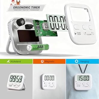 Antonki 2 Pack Digital Timer for Kids, Magnetic Countdown Kitchen Timers for Cooking, Egg, Classroom, Teacher, Exercise, Study, Oven - Battery Included