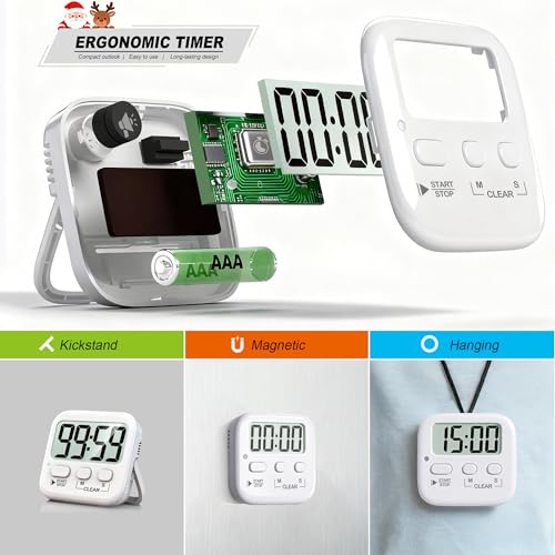image for Antonki 2 Pack Digital Timer for Kids, Magnetic Countdown Kitchen Time