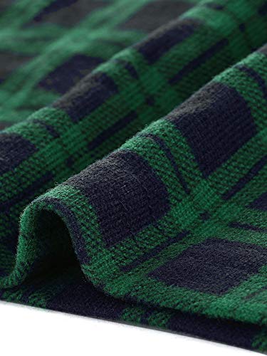 Allegra K Women's Long Sleeve Turtleneck Tops Stretch Slim Christmas Xmas Party Plaid Shirt X-Small Green #TOP5