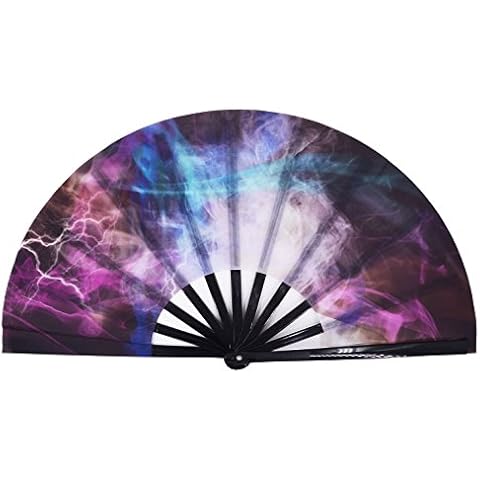 Amajiji Large Galaxy Folding Fan, Chinease/Japanese Folding Nylon-Cloth Hand Fan, Hand Folding Fans for Women/Men, Hand Fan Festival Gift Fan Craft Fan Folding Fan Dance Fan (AM5) Cover