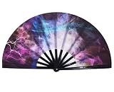 Amajiji Large Galaxy Folding Fan, Chinease/Japanese Folding Nylon-Cloth Hand Fan, Hand Folding Fans