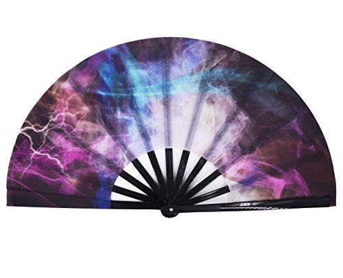 Amajiji Large Galaxy Folding Fan, Chinease/Japanese Folding Nylon-Cloth Hand Fan, Hand Folding Fans For Women/Men, Hand Fan Festival Gift Fan Craft Fan Folding Fan Dance Fan (Am5) #TOP21