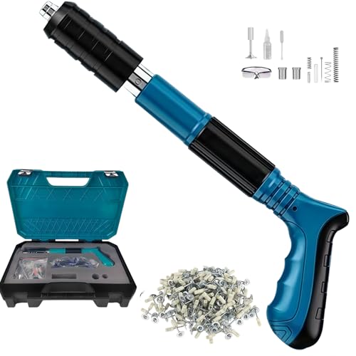 Concrete Nail Gun with 200pcs Nails Heavy Duty Handheld Concrete Nailer Manual Mini Steel Nail Gunl Wall Fastening Power Tool Professional Nailgun for Construction DIY