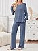 LILLUSORY 2 Piece Lounge Sets Matching Fall Outfits Pajamas Casual Travel 2025 Sweatsuits Soft Airport Wide Leg Clothes Long Sleeve Fashion Vacation Tracksuits Blue L
