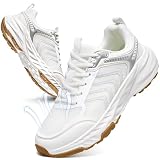 Ablanczoom Mens Walking Shoes Comfortable: Cushioning Relieves up to 30% of Foot Pain While Standing and Walking - 8-Hour Keeping Pain-Free for Work Commuting White