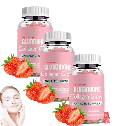 Caduola Glutathione Collagen Glow Gummies, Glutathione Collagen Glow Gummies for Dark Spot, 60 Pieces/Bottle Korea Glutathione Gummies for Women, Korean Collagen Gummies for Dark Spot (3 PCS)