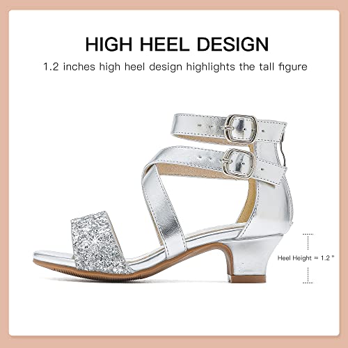 Silver Shoes For Girls Girls High Heels Sparkle Wedge Shoes Little Girls Dress Shoes Princess Heels For Little Girls For Birthday Wedding Party Big Little Kids Toddler(3405Patentsilver 2) #TOP5