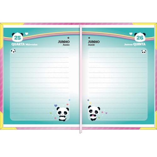 Tilibra - Agenda Costurada Mini 7,8 x 10,8 cm Lovely Friend 2025 - Fundo Colorido Ondas - Sereias