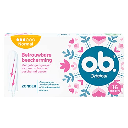 o.b. Original Normal Tampons für mittlere bis schwere Menstruationstage mit StayDry Technologie und gebogenen Rillen für zuverlässigen Schutz und ein sauberes Gefühl 16 Stück