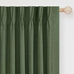 DEFYNEE Pinch Pleated Curtain, Blackout Curtains for Bedroom, Linen-Look Thermal Insulated, with Back Tab & Hooks, Curtains for Living Room, Office, 2 Panels,40"x84",MossGreen