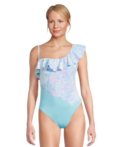 Lilly Pulitzer Women's Standard Caelum Ruffle, Multi Via Del Mar Engineered One Piece