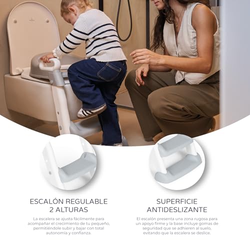 Miniatura 3 de Ms Babyworld Adaptador Wc Con Escalera Asiento Acolchado Para Inodoro Plegable Y Con Altura Ajustable Con Asas Y Base Antideslizante De 1 A 7 Años