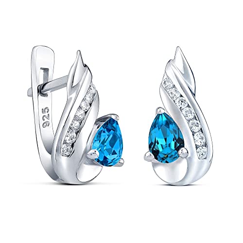 SILVEGO Damen Ohrringe aus 925 Sterling Silber mit synthetischem Topas