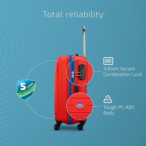 Image of VIP Corsa Ultra Strong Polypropylene Hardsided Carry-On Luggagespinner Dual Wheels with Ergonomic Grip Handle Set of 3 (55Cm+66Cm+76Cm) Red, Small, Medium, Large