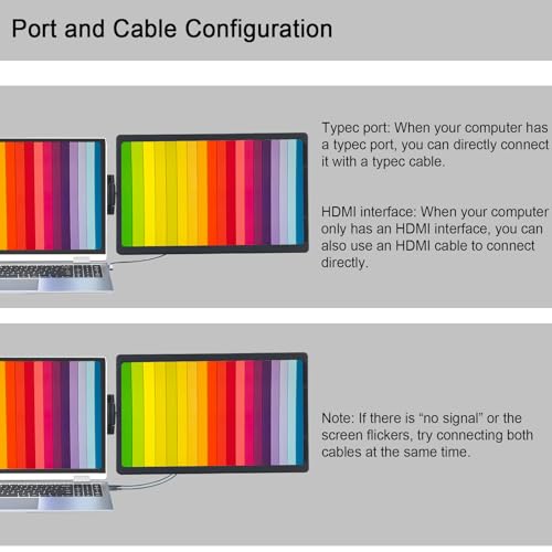 Anvazise Extensor De Monitor De Laptop,15.6 inch Monitor portátil Duas Telas 1920 × 1080 FHD IPS Mon