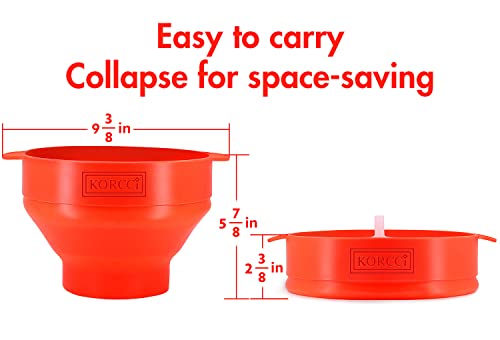 Image of The Original Korcci Microwaveable Silicone Popcorn Popper, Microwave Popcorn Popper, Collapsible Microwave Popcorn Maker Bowl, No Oil Required, Use In Microwave, Dishwasher Safe (Red)