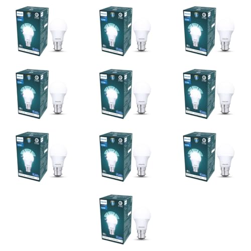 Image of Philips 12W Dimmable LED Bulb | Cool White 6500K | B22 Base | Adjustable Brightness LED Light | Energy Efficient & Versatile Lighting | Pack of 10