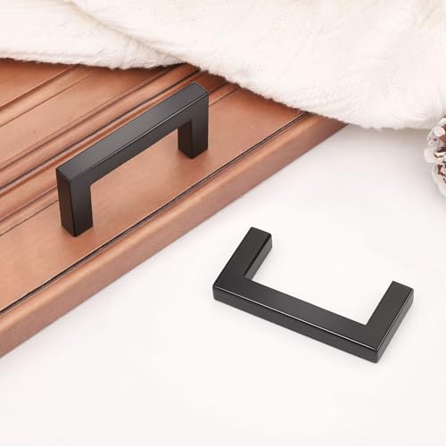 Gobrico 5 Pack Square Cabinet Handles, Modern Brushed Nickel Cabinet Handles Bathroom Drawer Pulls Hole Centers 64mm, 2-1/2 inch Cabinet Pulls Stainless Steel Cupboard Handles by Gobrico - Image 2