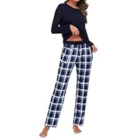 Uniexcosm Pijama Mujer Largo, Pijama Mujer Cuadros Pijama
