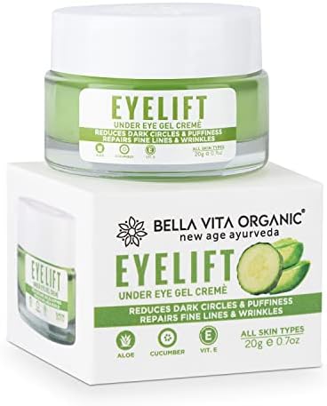 Bella Vita Organic EyeLift Hydrating Natural Under Eye Cream Gel for Dark Circles, Puffy Eyes, Wrinkles & Removal of Fine Lines for Women & Men, 20 gm