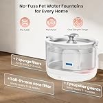 Cat Water Fountain Pumpless Stainless Steel Buckets & Bowl Wireless Pet Water Fountain 2.5L Water Fountains for Cats Indoor Dispenser Easy to Clean BPA -Free White - Image 2