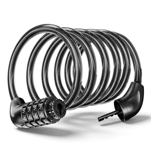 Curifurn 6FT Bike Lock with 4-Digit Combo & Steel Cable