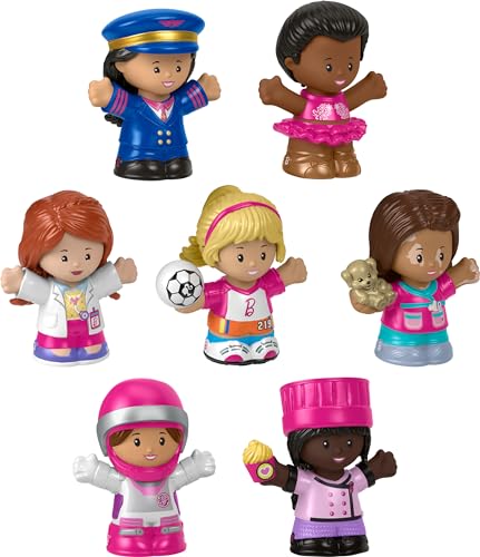 Image of Fisher-Price Little People Barbie Toddler Toys, You Can Be Anything Figure Pack, 7 Characters for Pretend Play Ages 18+ Months (Amazon Exclusive)