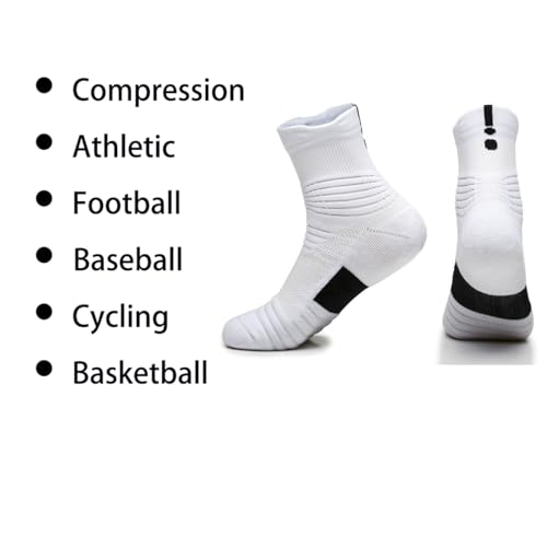 Image of 3 Pack Compression Basketball Socks Performance Cushioned Athletic Crew Sports Running Cycling Sock