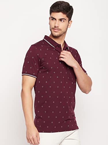 Image of UNIBERRY Men's Cotton Blend Half Sleeve Printed Polo Neck T-Shirt Has A Short Sleeve & Pocket On ChestBZRMT6-MR