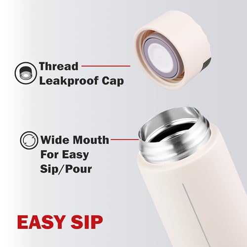 Image of CELLO Duke Insulated Stainless Steel Flask for Daily Use 365ml, Creamy White | Double Wall Insulated 24 Hours Hot and Cold Thermos Thermosteel Flask Water Bottle for School Gym Travel & Office Use