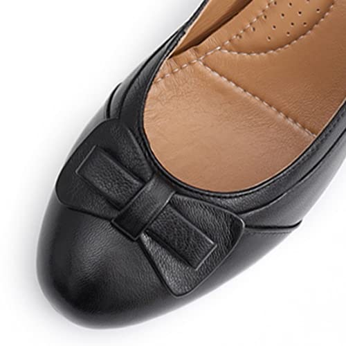 Image of Mona flying Women's Leather Chunky Pumps Dress High Heel Office Work Shoes