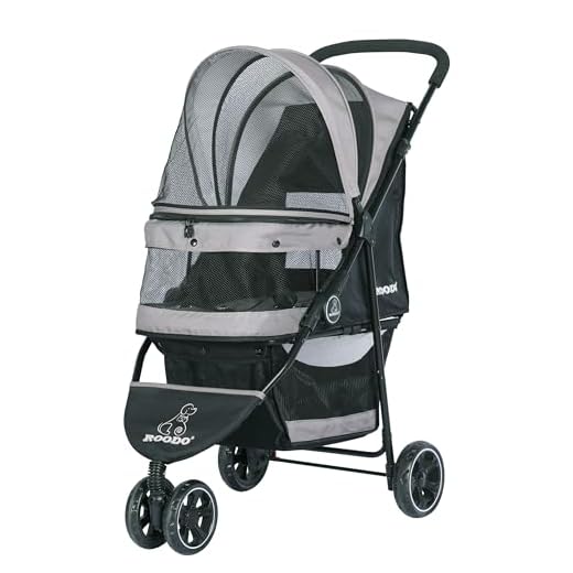 ROODO Escort 3 Wheel Pet Strollers Small Medium Dogs Cat Kitty Cup Holder Lightweight Travel System Foldable