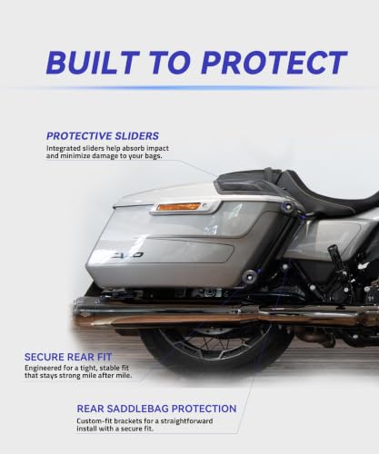 Guardia trasera para alforjas y barra antivuelco compatible con Harley Touring Road Glide, Street Glide, Electra Glide, Road King y CVO (2014-2025), acabado negro mate miniatura 5