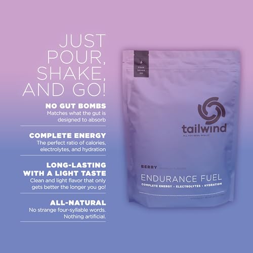 Tailwind Nutrition Endurance Fuel, Carbohydrate & Electrolyte Sports Drink Mix Powder, Gluten-Free, Vegan, Berry, 50 Servings