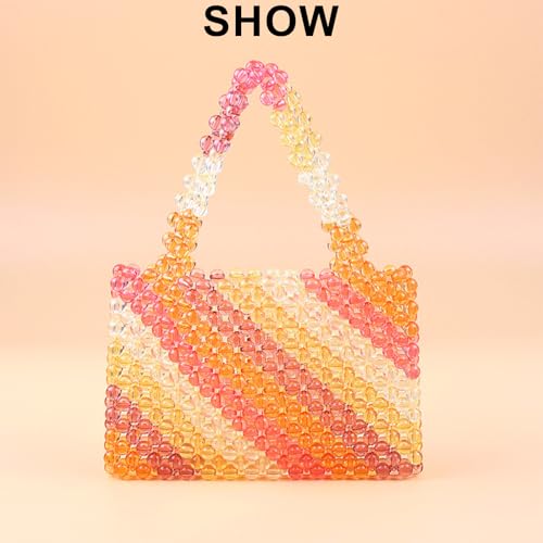 Beaded Purse Striped Handbag Bags for Women Y2K Sweet Fashionable Party Sweet Shoulder Bag for Vacation Travel Daily Use2