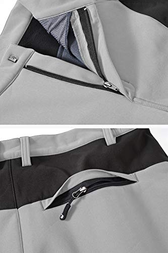 Ysento Men's Winter Fleece Cargo Pants Waterproof Insulated Skiing Snowboarding Pants Light Grey Size 34 #TOP4