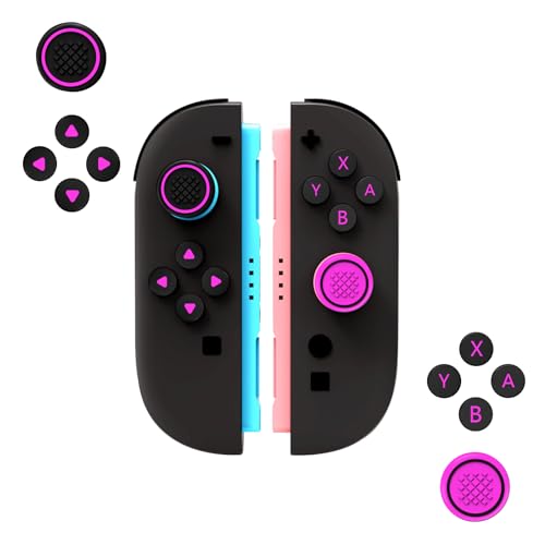 GEEMEE Tapas de Recambio Compatible con Nintendo Switch 2,Tapa de Botones de Pulgar Compatible Cubierta de Silicona Suave Joystick Cap, Thumbstick Analog Stick Grips,10 Piezas -Negro y Rojo
