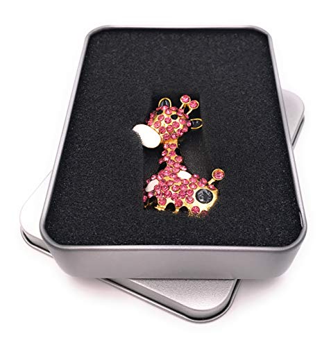 Onwomania Jirafa Lindo Animal Desierto Oro Rosa Brillo Rhinestone Memoria USB Stick en Caja de Regalo de ALU 64 GB USB 2.0