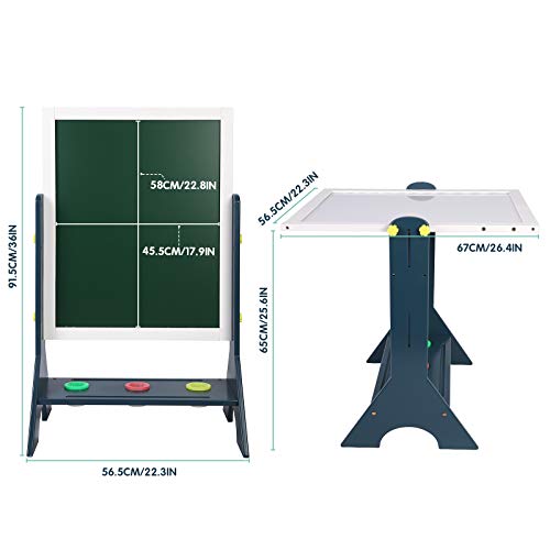 Kids 2-In-1 Wooden Art Easel,Double-Sided Magnetic Adjustable Standing Easel,Big Writing And Drawing Whiteboard & Chalkboard With Magnetic Letters And Numbers Accessories For Boys Girls #TOP5