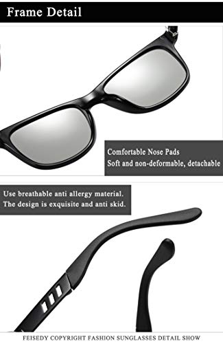Feisedy B1001-001-F Vintage Polarized Photochromic Sunglasses Men Women 100% Uv Protection Outdoor Square Sunglasses B1001 thumb #5