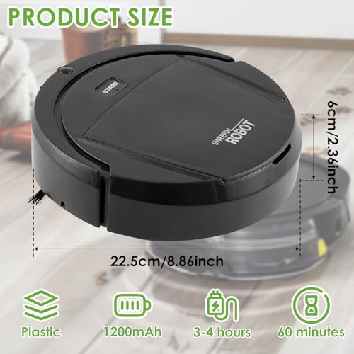 ZJMCAJY Aspirador de pó robô de limpeza de 1200 mAh, robô de varredura robótico recarregável, sucção