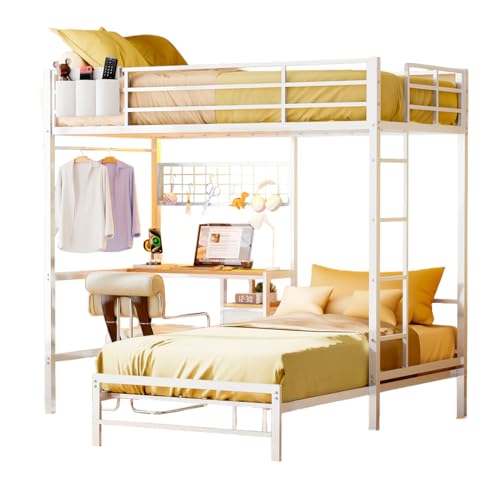 Opiniones de Literas Mexico que puedes comprar esta semana. 43 FABATO Base Cama Individual - Litera de Acero 5 en 1 con Doble Cama Individual, Escritorio, Cajón, Perchero, Malla Metálica con 6 Ganchos y Organizador de Tela - Luz LED y...