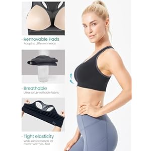 FITTIN Racerback Sports Bras for Women Padded Seamless Support Bra for Yoga Gym Workout Fitness